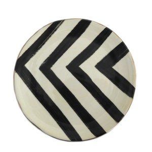 New Paper Destiny Pottery Salad Plate Chevron Black White